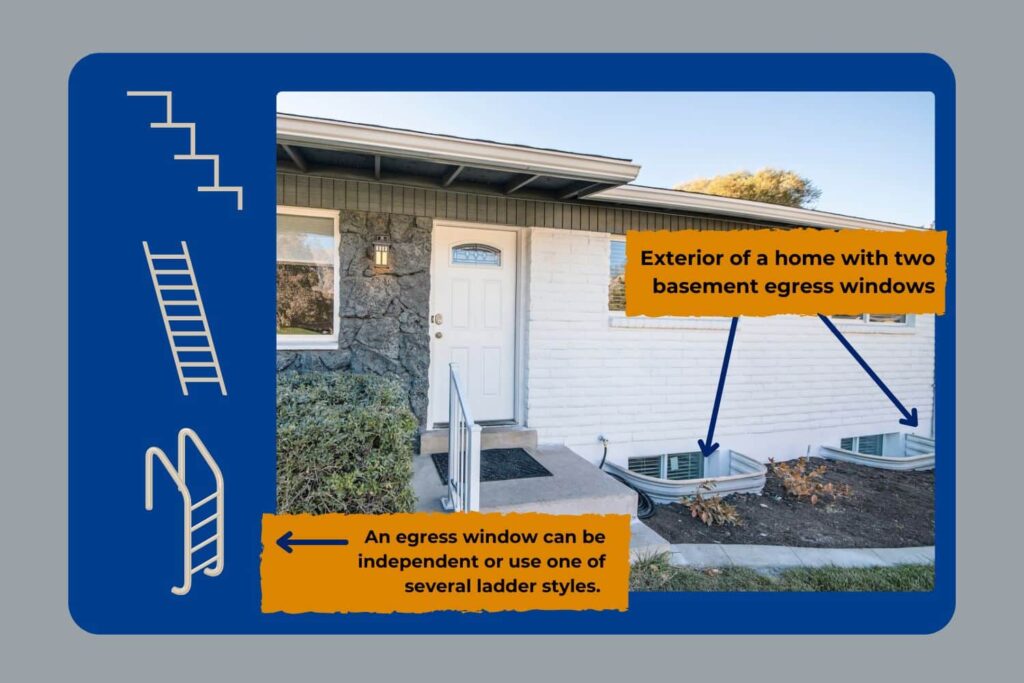 Basement escape windows can and should be accompanied by a ladder.